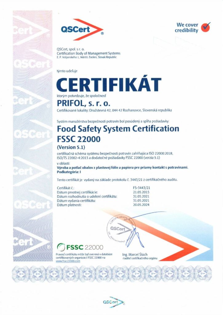 PRIFOL - Certifikat FFSC 22000 do 20.5.2024 page 0001