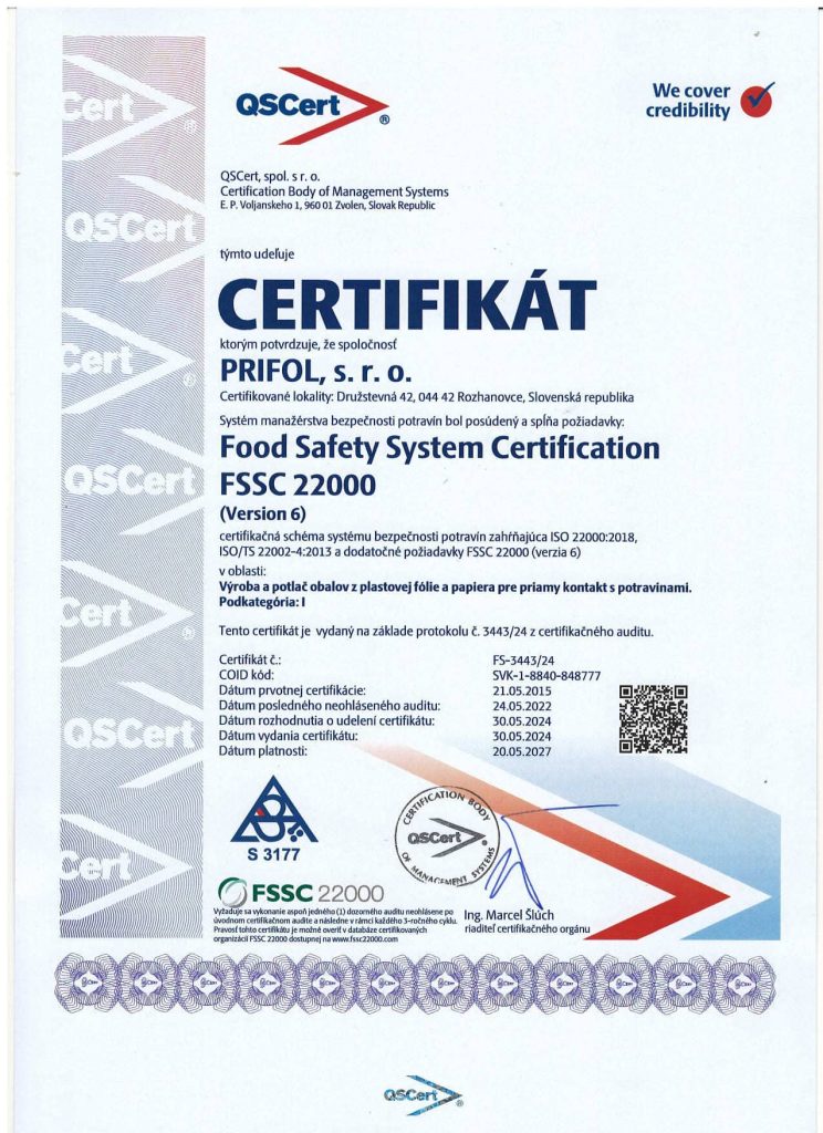 PRIFOL - Certifikat FSSC ver 6 pl 2052027 SJ page 0001
